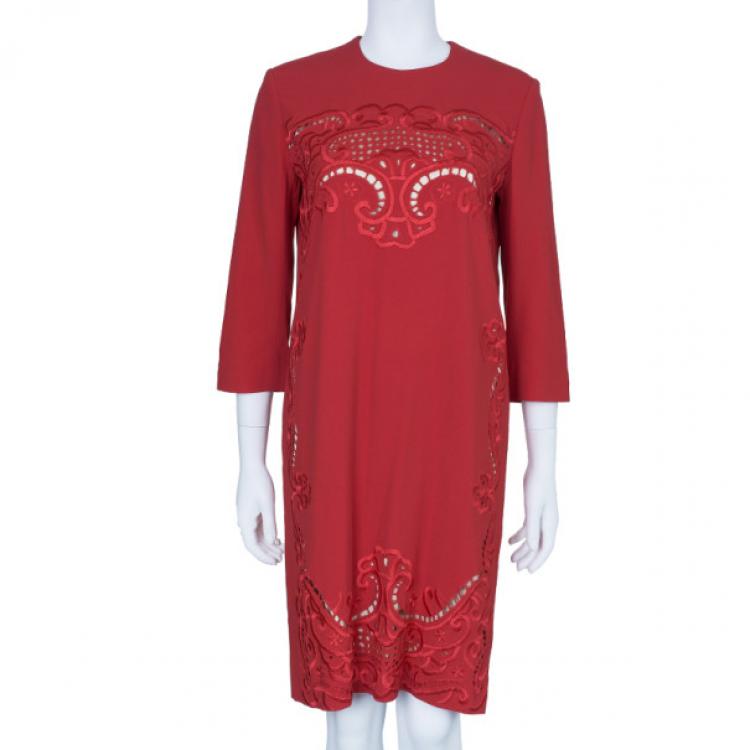 Pre Owned Preen By Thornton Bregazzi Ember Red Cutout Shift Dress M