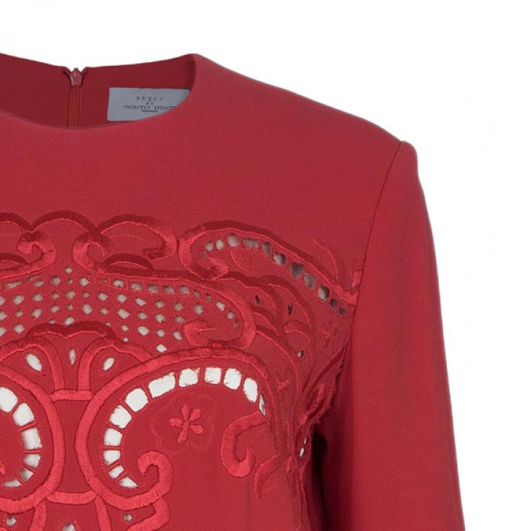 Pre Owned Preen By Thornton Bregazzi Ember Red Cutout Shift Dress M
