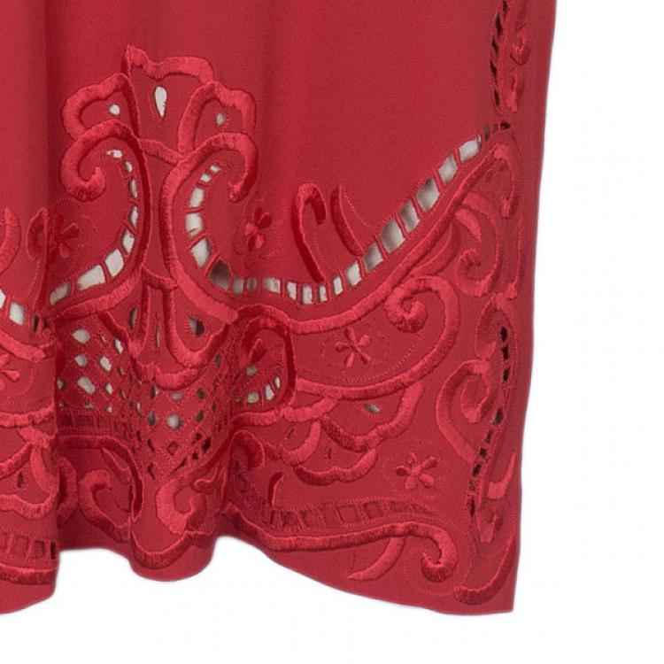 Pre Owned Preen By Thornton Bregazzi Ember Red Cutout Shift Dress M