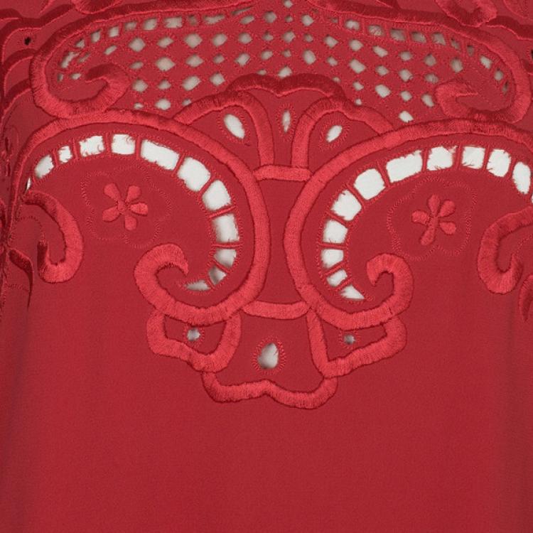 Pre Owned Preen By Thornton Bregazzi Ember Red Cutout Shift Dress M