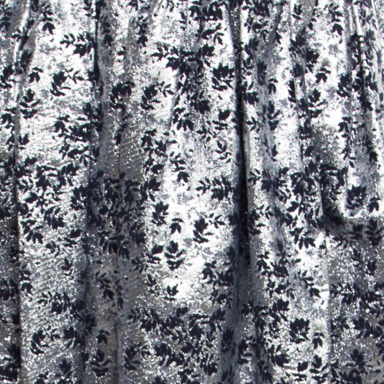 Pre Owned Preen by Thornton Bregazzi Silver and Navy Blue Floral Jacquard Midi Skirt S