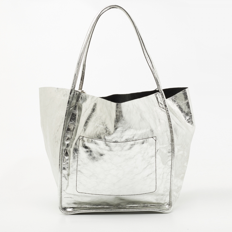 Pre Owned Proenza Schouler Silver Leather Tote 