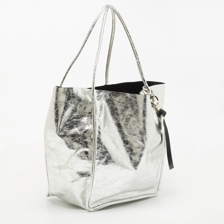 Pre Owned Proenza Schouler Silver Leather Tote 