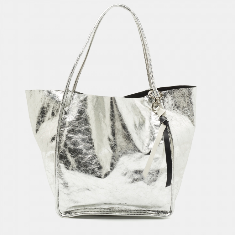 Proenza Schouler Silver Leather Tote Proenza Schouler The Luxury Closet