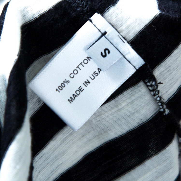 Pre Owned Proenza Schouler Monochrome Striped Cotton Long Sleeve T-Shirt S