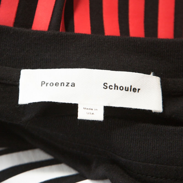 Pre Owned Proenza Schouler Black Cotton Embossed Logo Detail T-shirt M