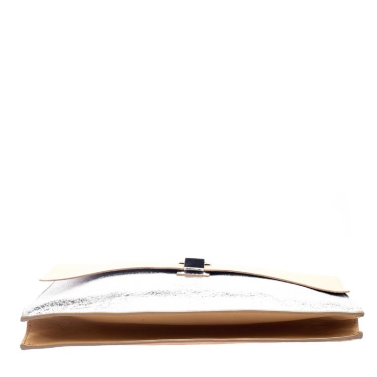 Pre Owned Proenza Schouler Bi Color Leather Lunch Clutch