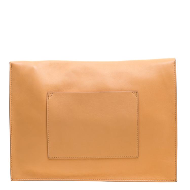 Pre Owned Proenza Schouler Beige/Silver Leather Lunch Clutch