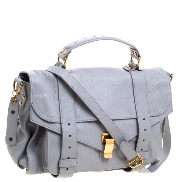 Pre Owned Proenza Schouler Grey Leather PS1 Top Handle Bag