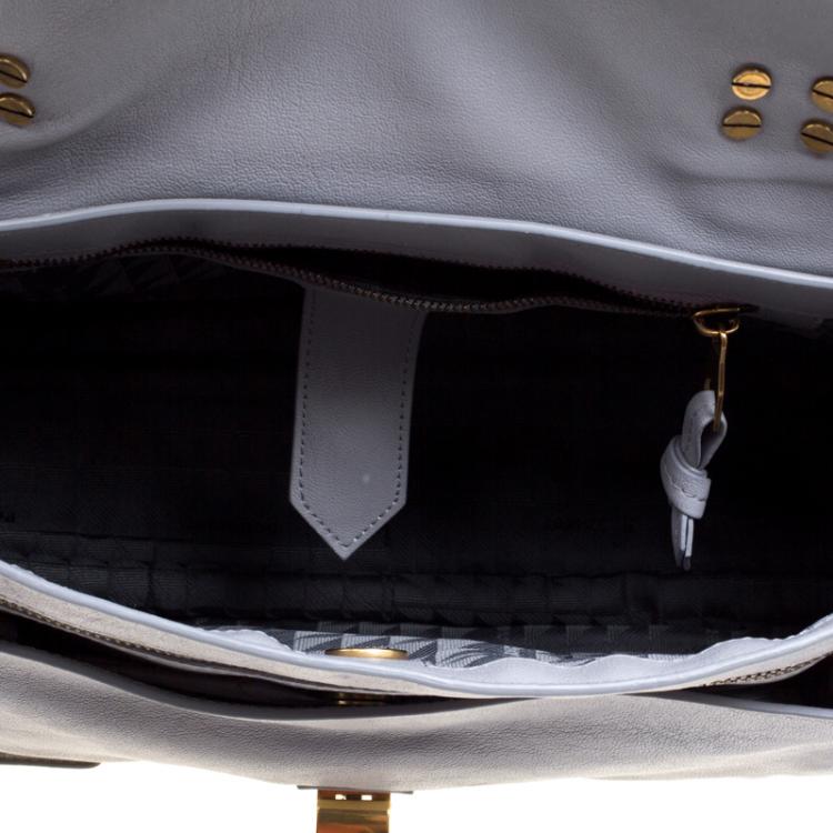Pre Owned Proenza Schouler Grey Leather PS1 Top Handle Bag