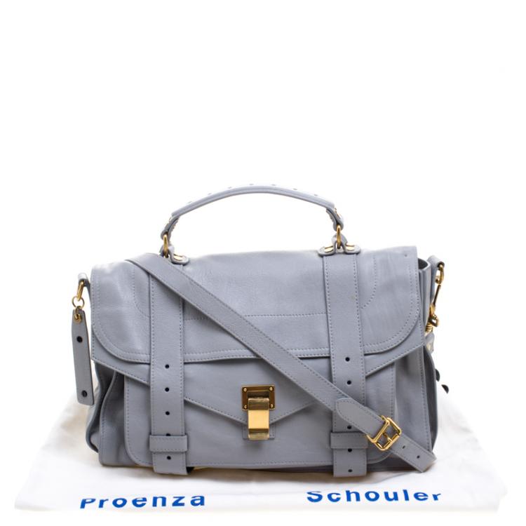 Pre Owned Proenza Schouler Grey Leather PS1 Top Handle Bag