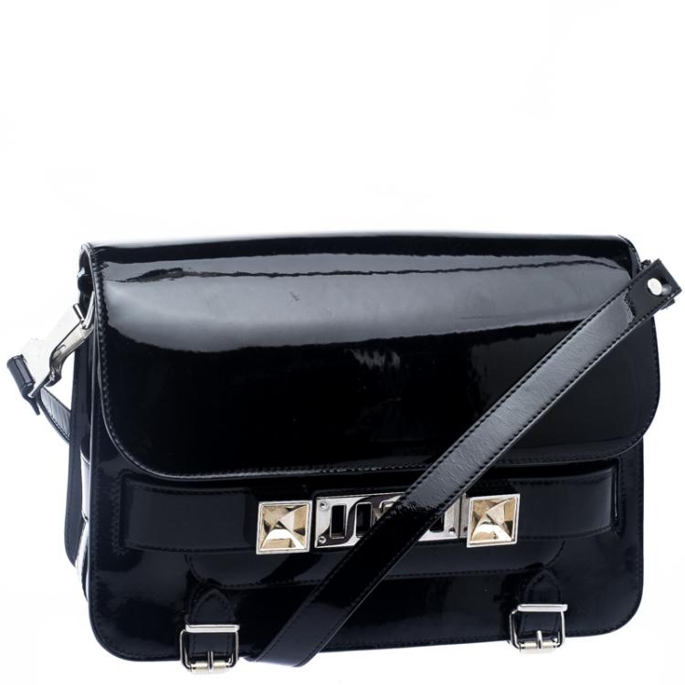 Pre Owned Proenza Schouler Black Patent Leather Mini Classic PS11 Shoulder Bag