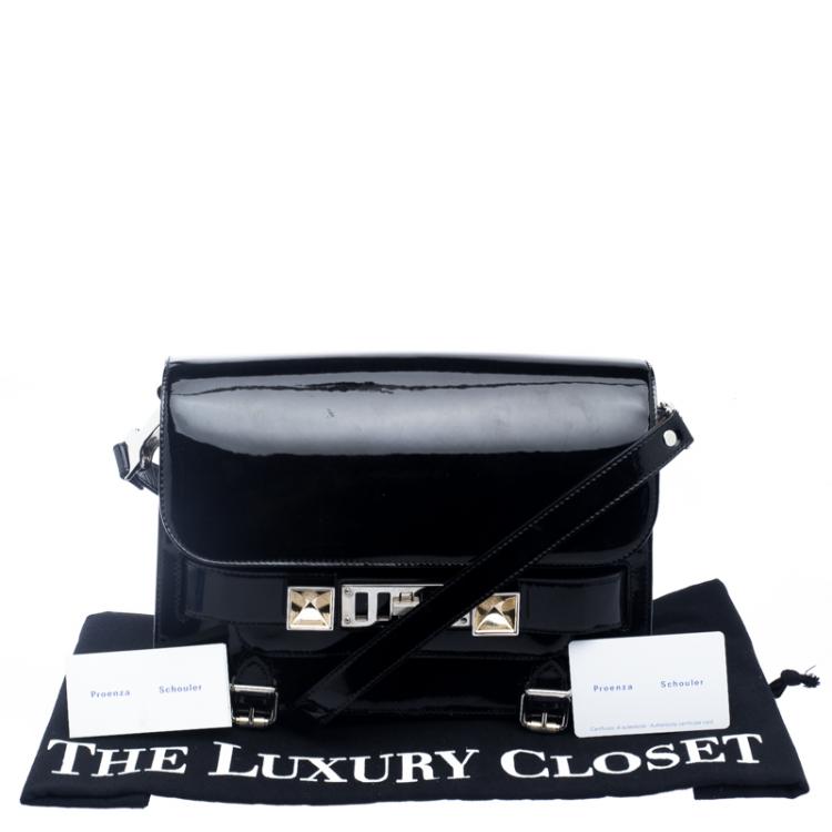 Pre Owned Proenza Schouler Black Patent Leather Mini Classic PS11 Shoulder Bag