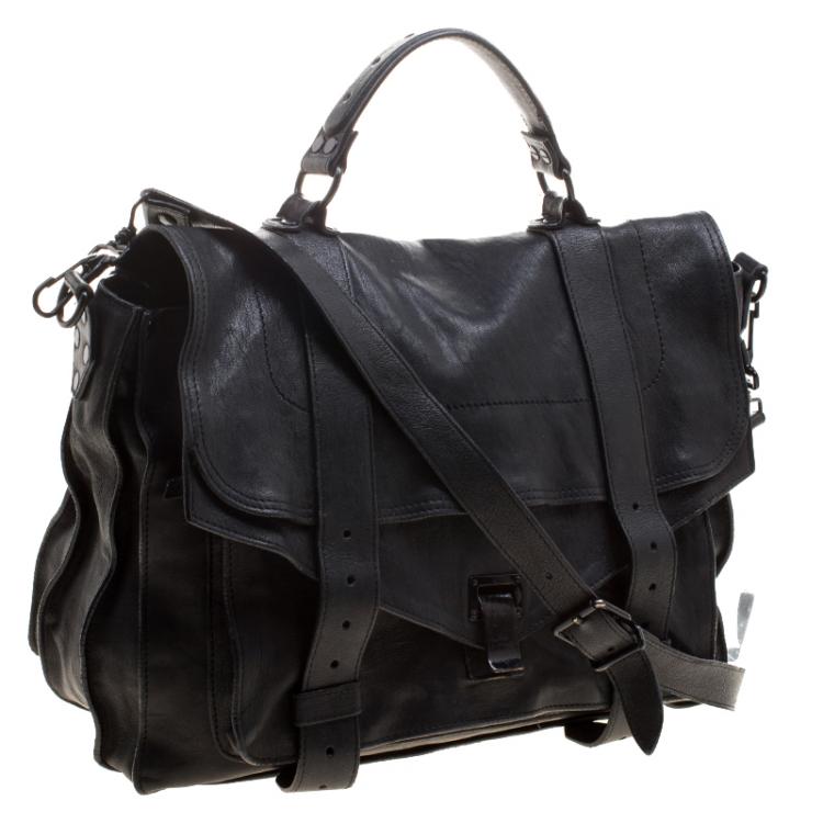 Pre Owned Proenza Schouler Black Leather Large PS1 Top Handle Bag