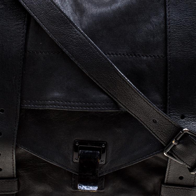 Pre Owned Proenza Schouler Black Leather Large PS1 Top Handle Bag