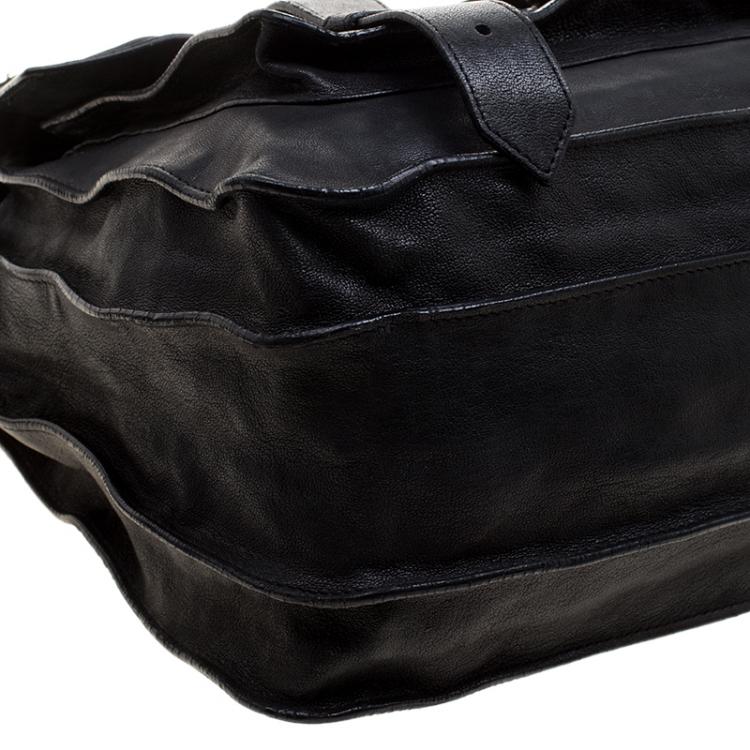 Pre Owned Proenza Schouler Black Leather Large PS1 Top Handle Bag