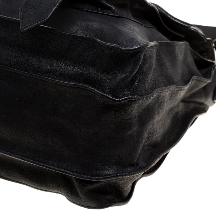 Pre Owned Proenza Schouler Black Leather Large PS1 Top Handle Bag