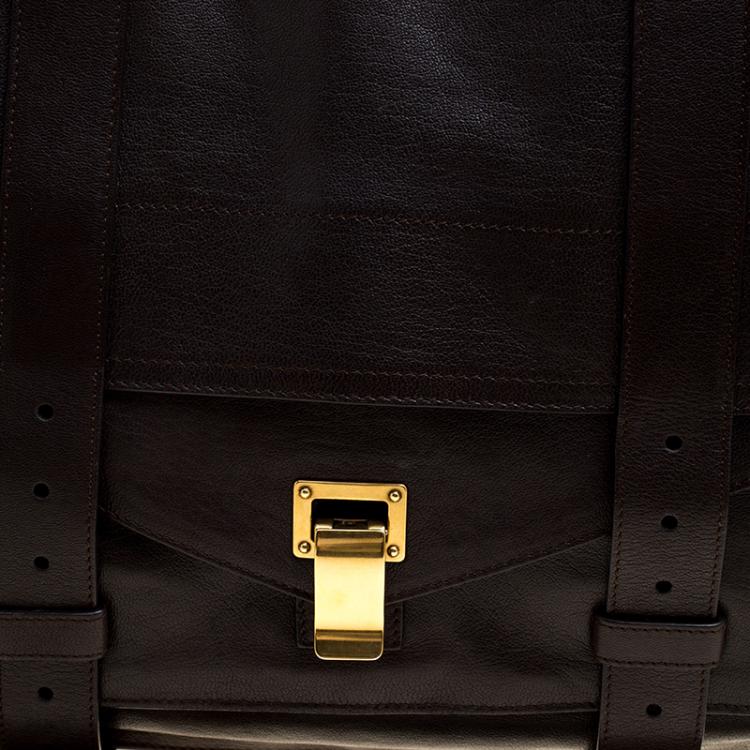 Pre Owned Proenza Schouler Brown Leather Large PS1 Top Handle Bag