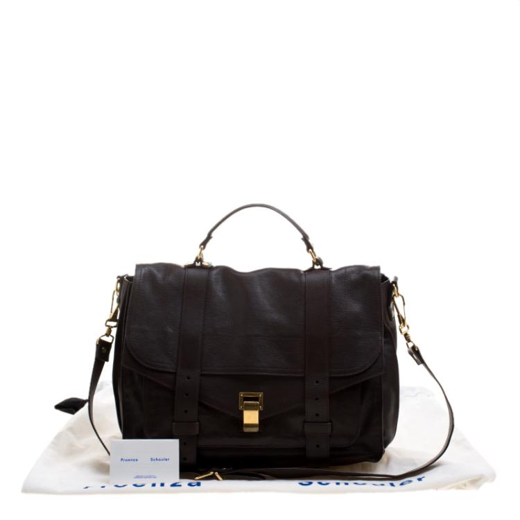 Pre Owned Proenza Schouler Brown Leather Large PS1 Top Handle Bag