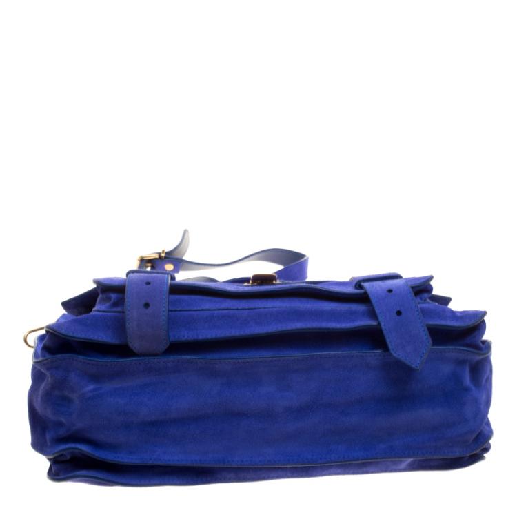 Pre Owned Proenza Schouler Blue Suede PS1 Top Handle Bag