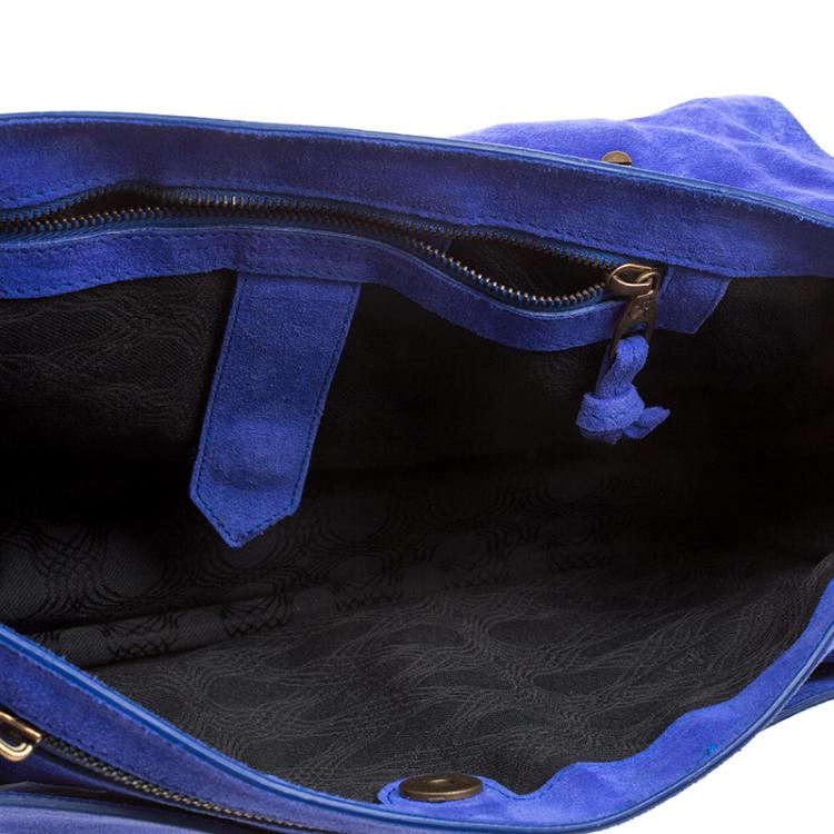 Pre Owned Proenza Schouler Blue Suede PS1 Top Handle Bag