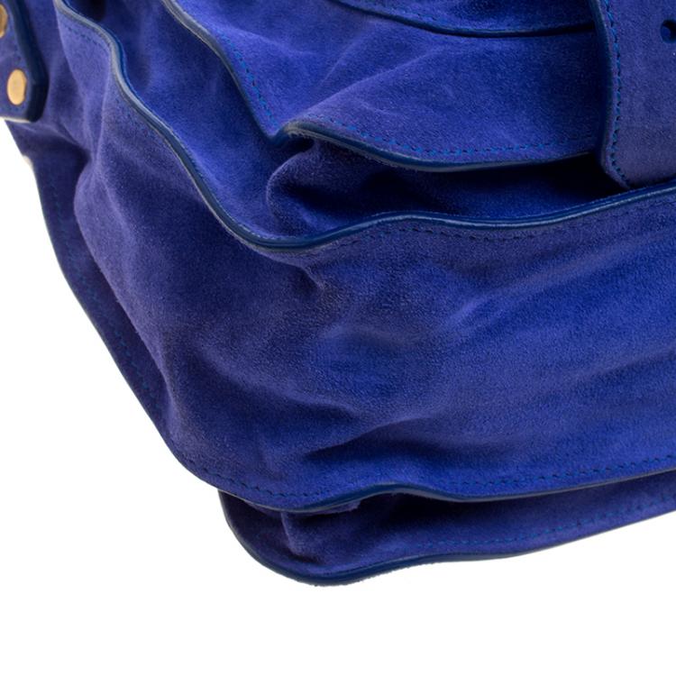 Pre Owned Proenza Schouler Blue Suede PS1 Top Handle Bag