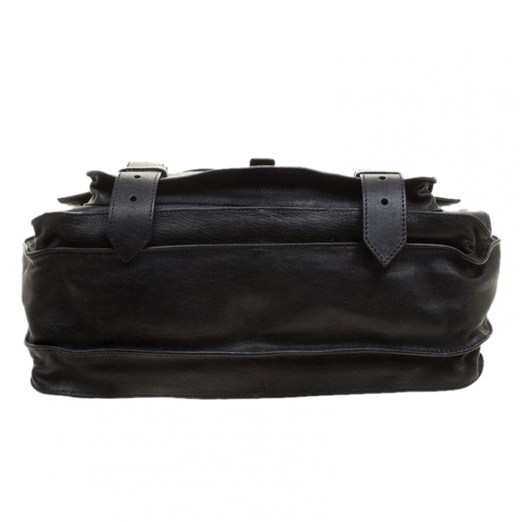 Pre Owned Proenza Schouler Black Leather Large PS1 Top Handle Bag