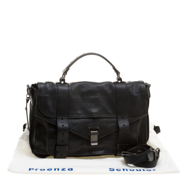 Pre Owned Proenza Schouler Black Leather Large PS1 Top Handle Bag