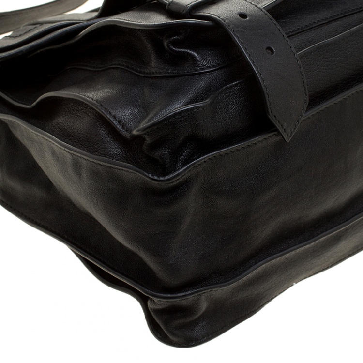Pre Owned Proenza Schouler Black Leather Large PS1 Top Handle Bag