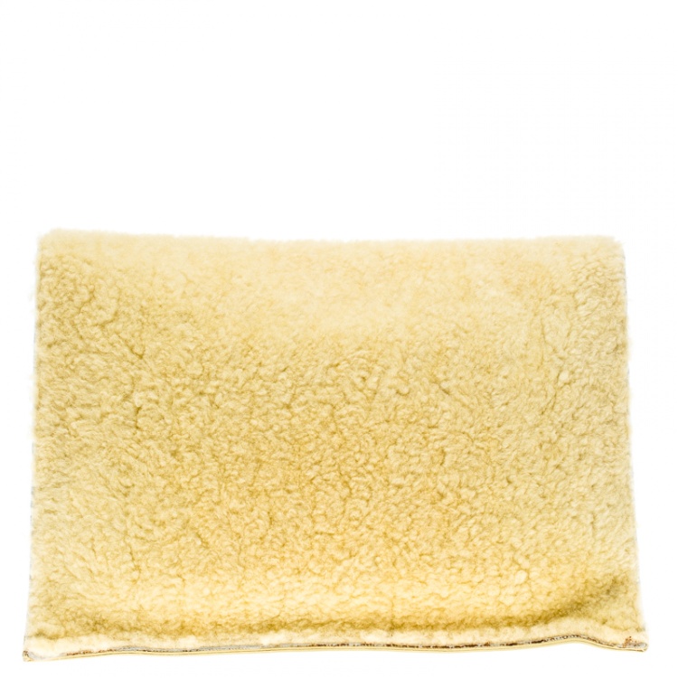 Pre Owned Proenza Schouler Yellow Shearling Small Lunch Bag