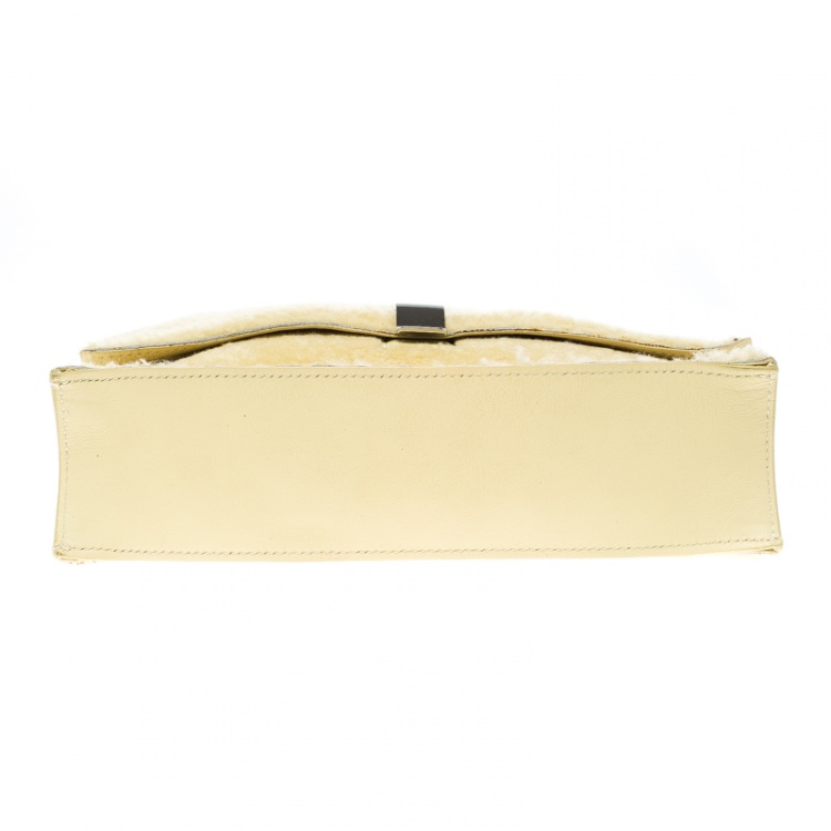 Pre Owned Proenza Schouler Yellow Shearling Small Lunch Bag