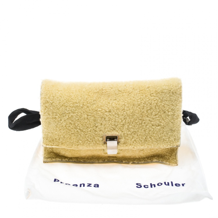Pre Owned Proenza Schouler Yellow Shearling Small Lunch Bag