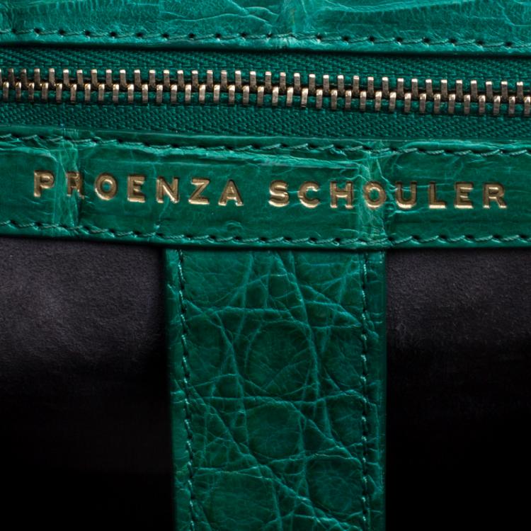 Pre Owned Proenza Schouler Green Crocodile Large PS1 Top Handle Bag