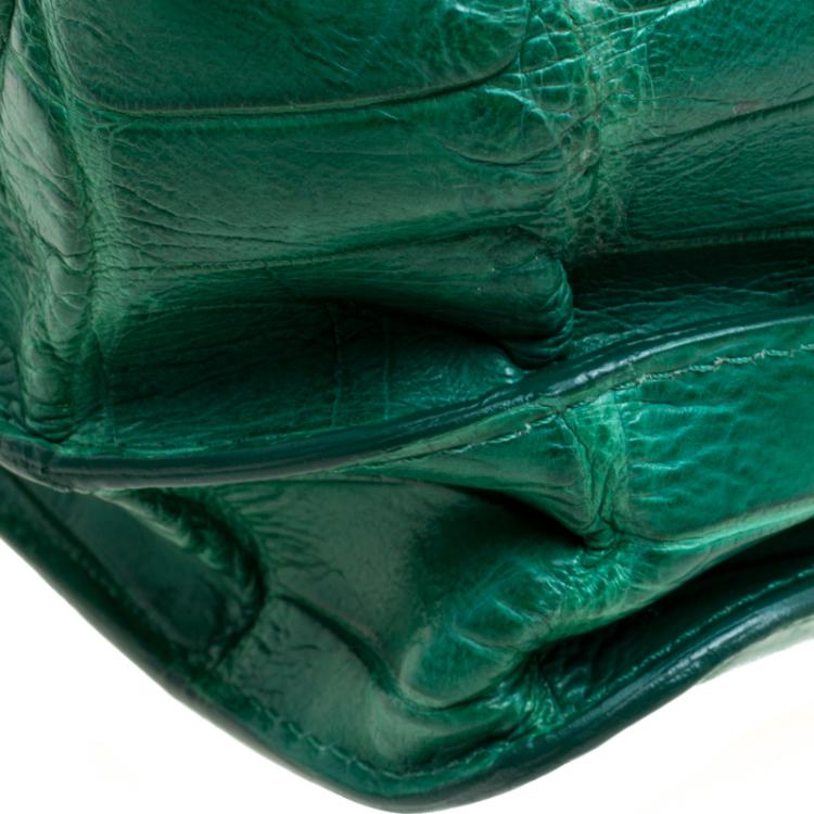 Pre Owned Proenza Schouler Green Crocodile Large PS1 Top Handle Bag