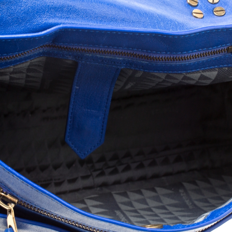 Pre Owned Proenza Schouler Royal Blue Leather Medium PS1 Top Handle Bag