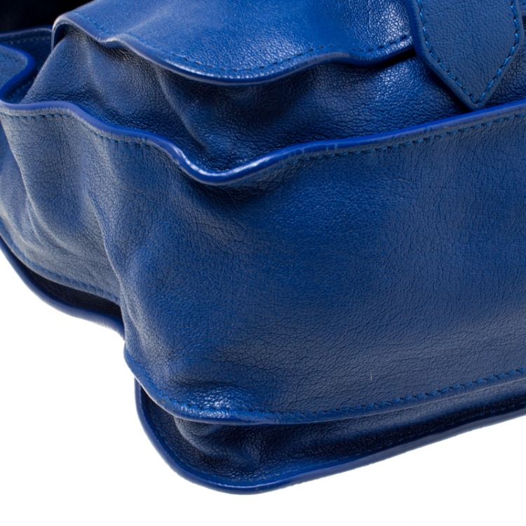Pre Owned Proenza Schouler Royal Blue Leather Medium PS1 Top Handle Bag