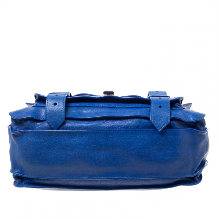 Pre Owned Proenza Schouler Royal Blue Leather Medium PS1 Top Handle Bag