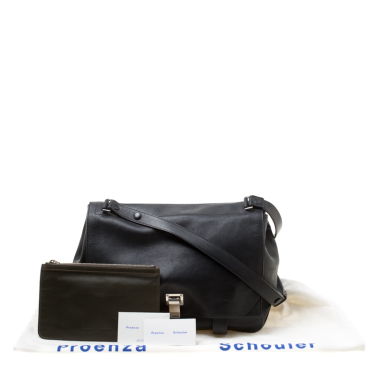 Pre Owned Proenza Schouler Black Leather Ps Courier Shoulder Bag