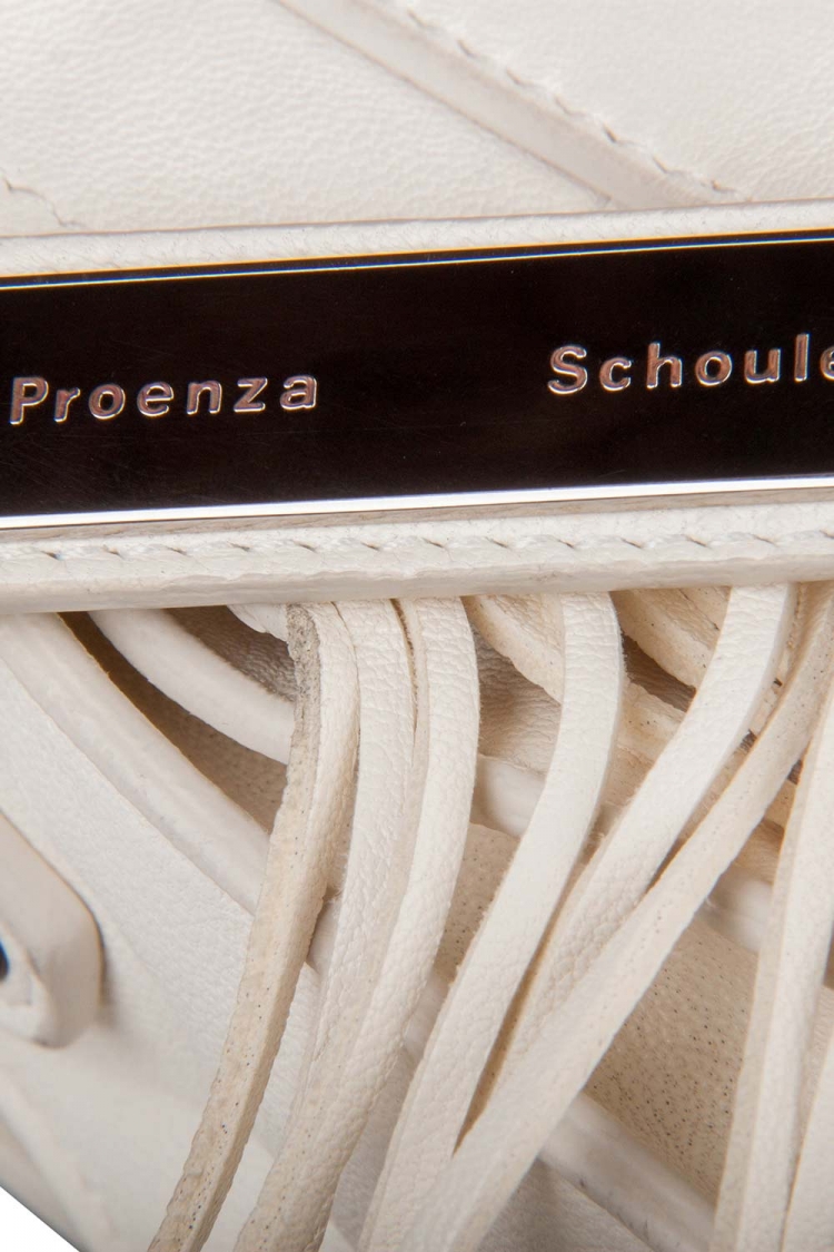 Pre Owned Proenza Schouler White Leather PS1 Fringe Crossbody Bag