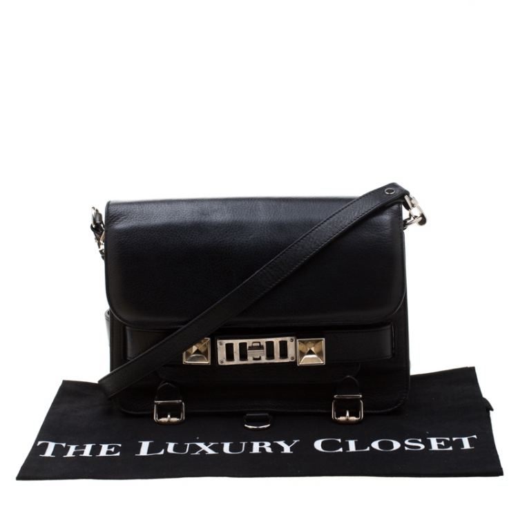 Pre Owned Proenza Schouler Black Leather Mini PS11 Crossbody Bag