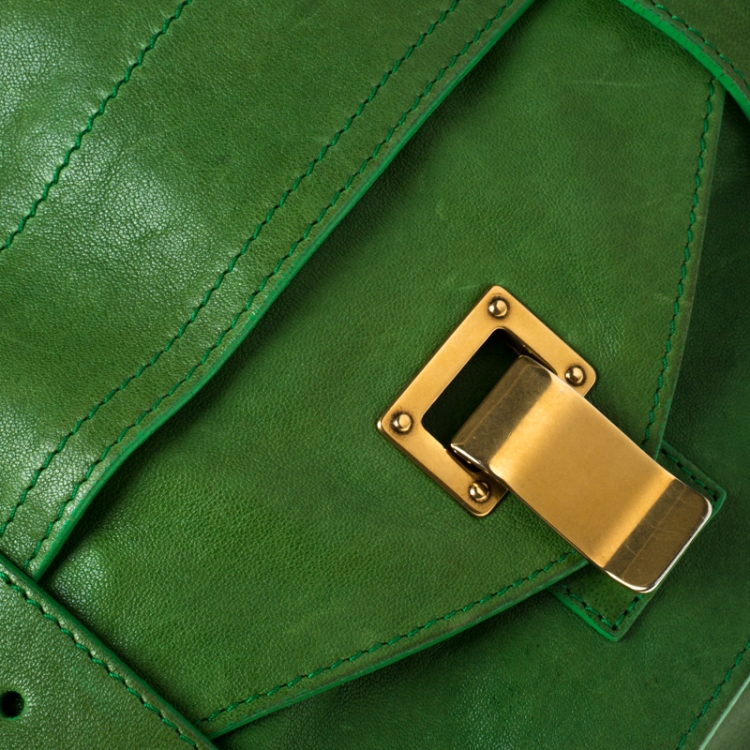 Pre Owned Proenza Schouler Emerald Leather Large PS1 Top Handle Bag