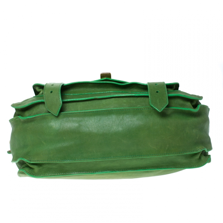 Pre Owned Proenza Schouler Emerald Leather Large PS1 Top Handle Bag