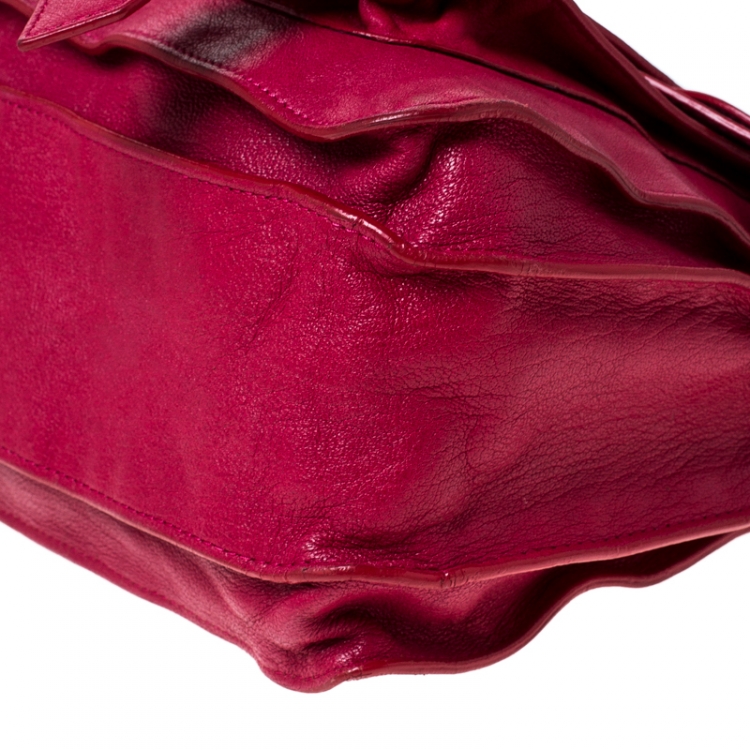 Pre Owned Proenza Schouler Magenta Leather Large PS1 Top Handle Bag