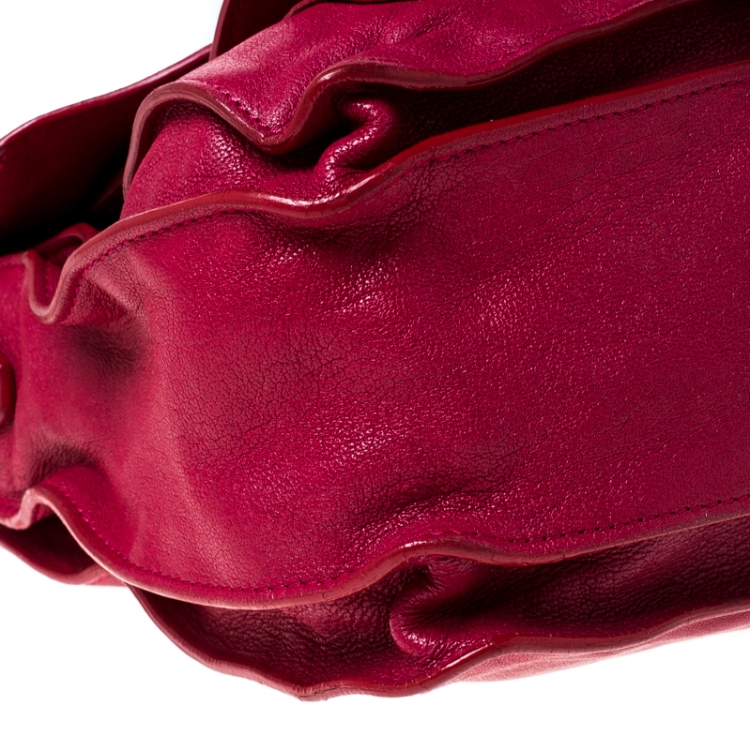Pre Owned Proenza Schouler Magenta Leather Large PS1 Top Handle Bag