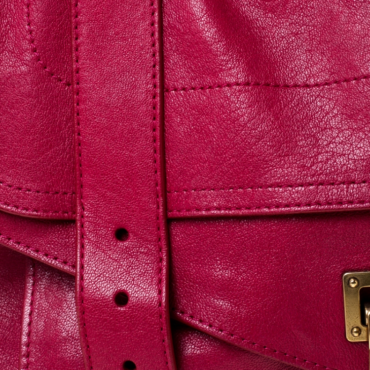 Pre Owned Proenza Schouler Magenta Leather Large PS1 Top Handle Bag
