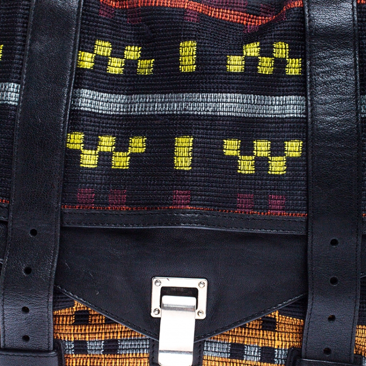 Pre Owned Proenza Schouler Black Fabric and Leather Large PS1 Top Handle Bag              
