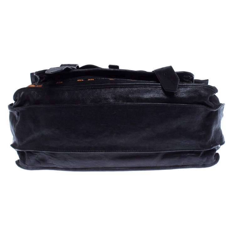 Pre Owned Proenza Schouler Black Fabric and Leather Large PS1 Top Handle Bag              