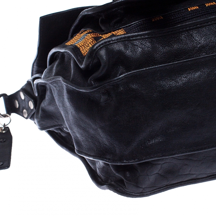 Pre Owned Proenza Schouler Black Fabric and Leather Large PS1 Top Handle Bag              