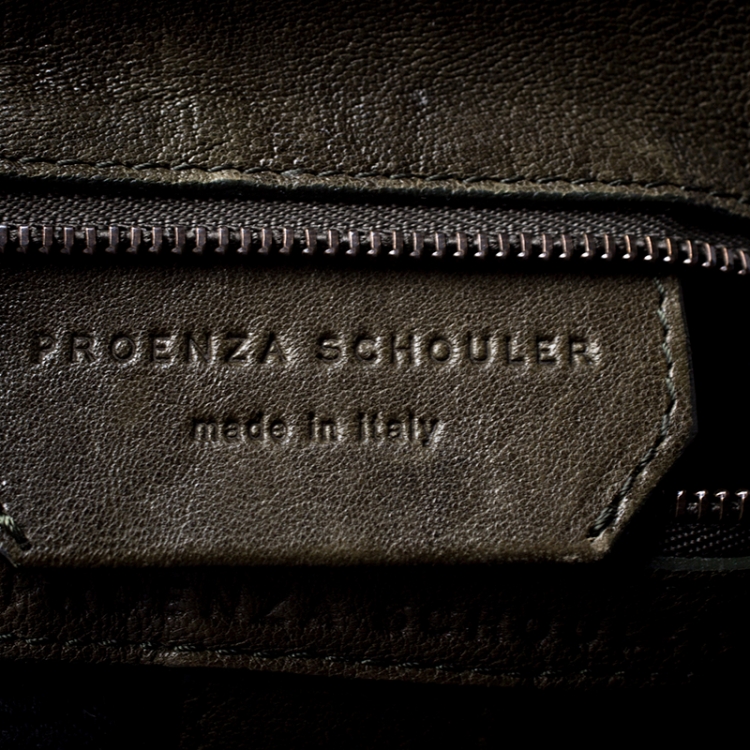 Pre Owned  Proenza Schouler Olive Green Leather Medium PS1 Top Handle Bag 