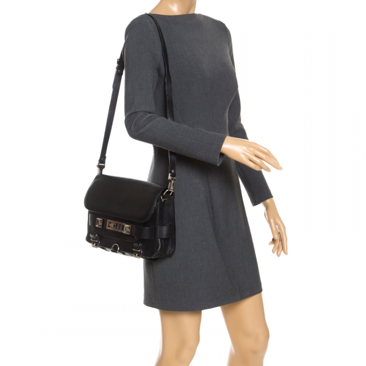 Pre Owned Proenza Schouler Black Leather PS1 Shoulder Bag